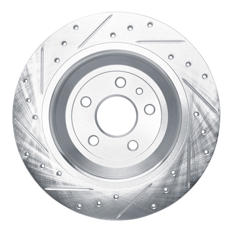 Ford Fusion Brake Rotor (1) - Rear Right - R1 Concepts - Drilled & Slotted - Silver - `13-`20